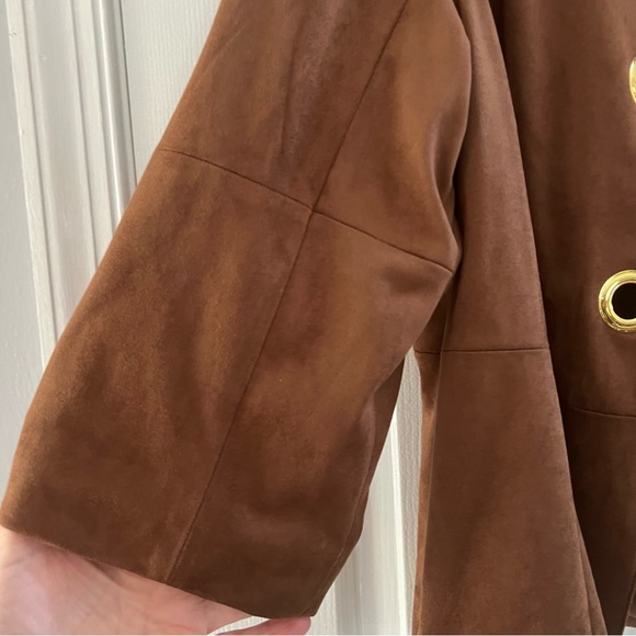 Chico’s Brown Faux Suede Open Front Jacket - Picture 3 of 8